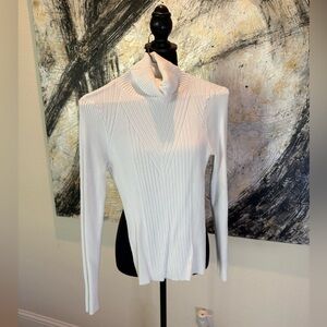 INC International Concepts Bone Ribbed Turtleneck Top